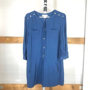 Uo COOPERATIVE Navy Blue 3/4 Sleeve Pocketed Long‎ Sleeve Tunic Dress Sz M